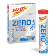 Dextro Energy Zero Calories I Recovery and Hydration Electrolyte Drink I Zero Effervescent Tablets I Berry | 3 Tubes, 60 Tablets |