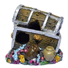 Supa Treasure Chest Aquarium/Fish Tank Ornament, Realistic Detail, Resin, Multi-Coloured, Dimensions: Approx 6cm(L) x 7.5cm(W) x 6.5cm(H)