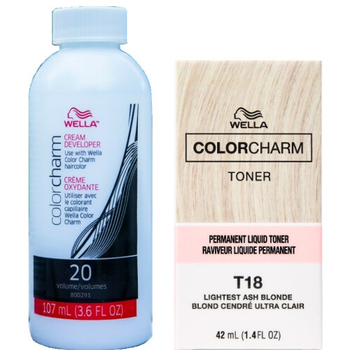Wella Wella T18 Lightest Ash Blonde Toner & Developer Vol 20 - Bundle