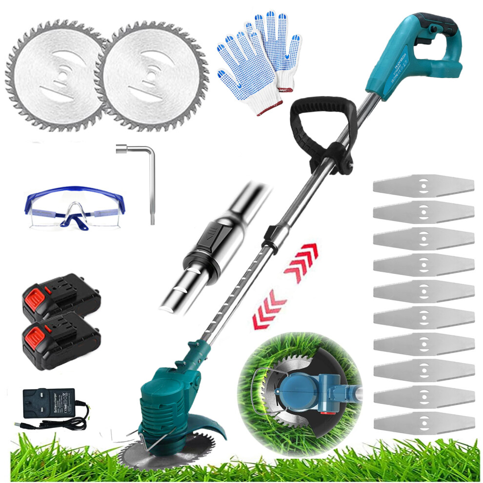 Cordless Strimmer Grass Trimmer Cutter Garden Lawn Edger+2Battery+Charger-Makita Compatible