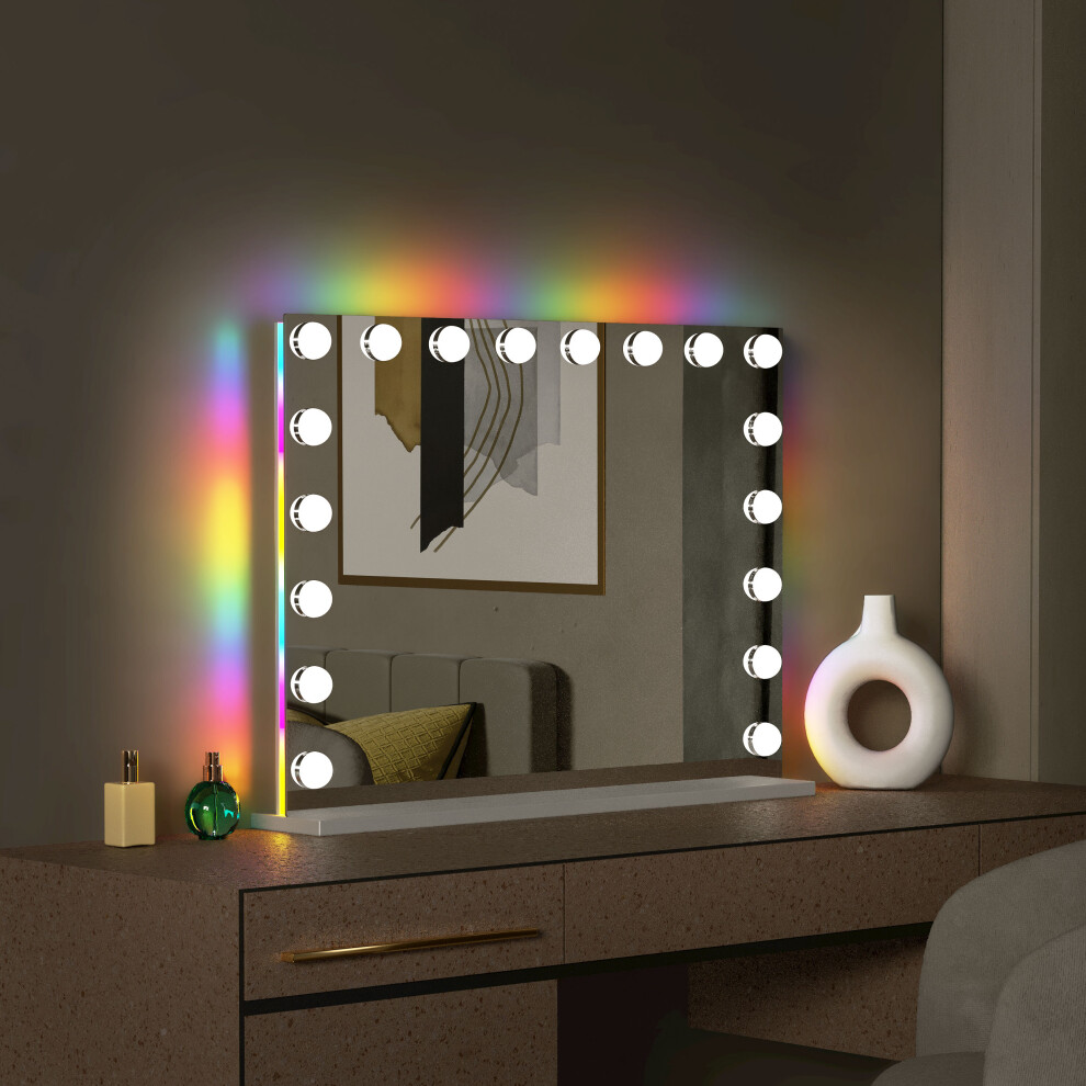 VANITII 80x58cm Hollywood Vanity Mirror with Side RGB Strip Lights