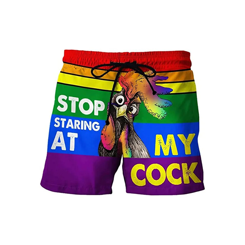 (Shorts-4, M) Funny Fruit Banana Design Graphic Beach Shorts Hip Hop Cock Animal 3D Printed Short Pants Vacation Surfing Men Swimming Trunks