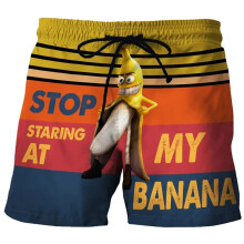 (Shorts-2, S) Funny Fruit Banana Design Graphic Beach Shorts Hip Hop Cock Animal 3D Printed Short Pants Vacation Surfing Men Swimming Trunks