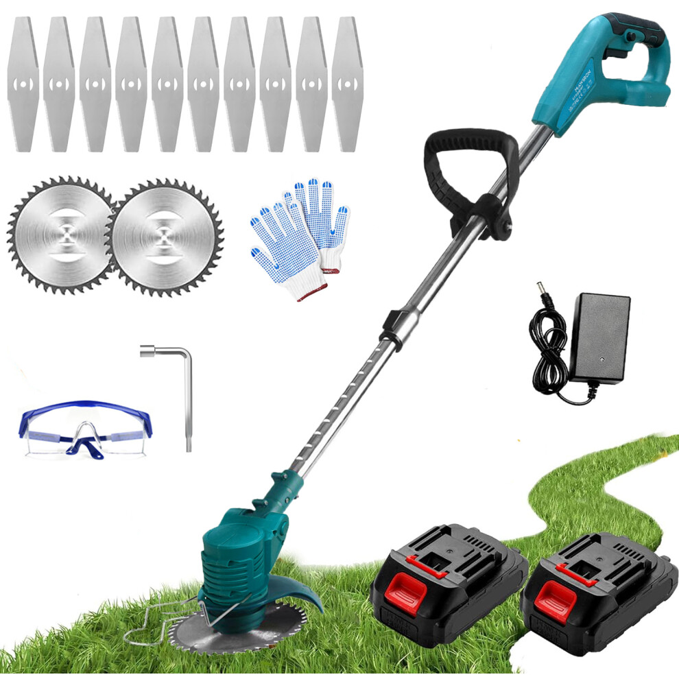 Cordless Strimmer Grass Trimmer Electric Tree Cutter+2Battery+Charger-Makita Compatible