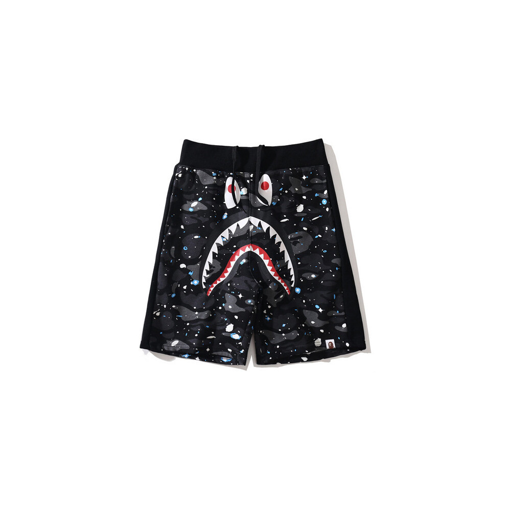 (M, 3) BAPE Shark Head 3D Print Casual Beach Shorts