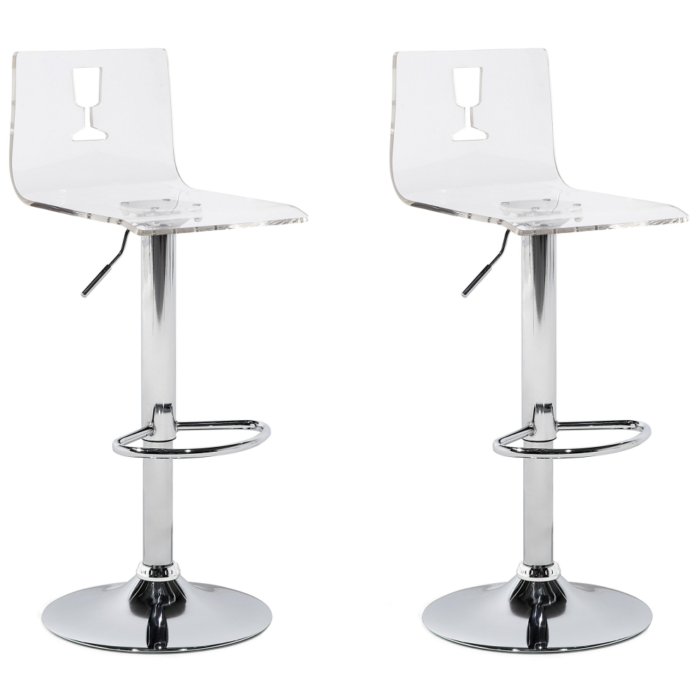 Set of 2 Bar Chairs BUSAN Swivel Transparent