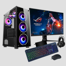 Gaming Intel Quad Core i7 16GB RAM 1TB HDD + 128GB SSD GTX1650 4GB PC Bundle & Speakers BLACK RGB - Refurbished