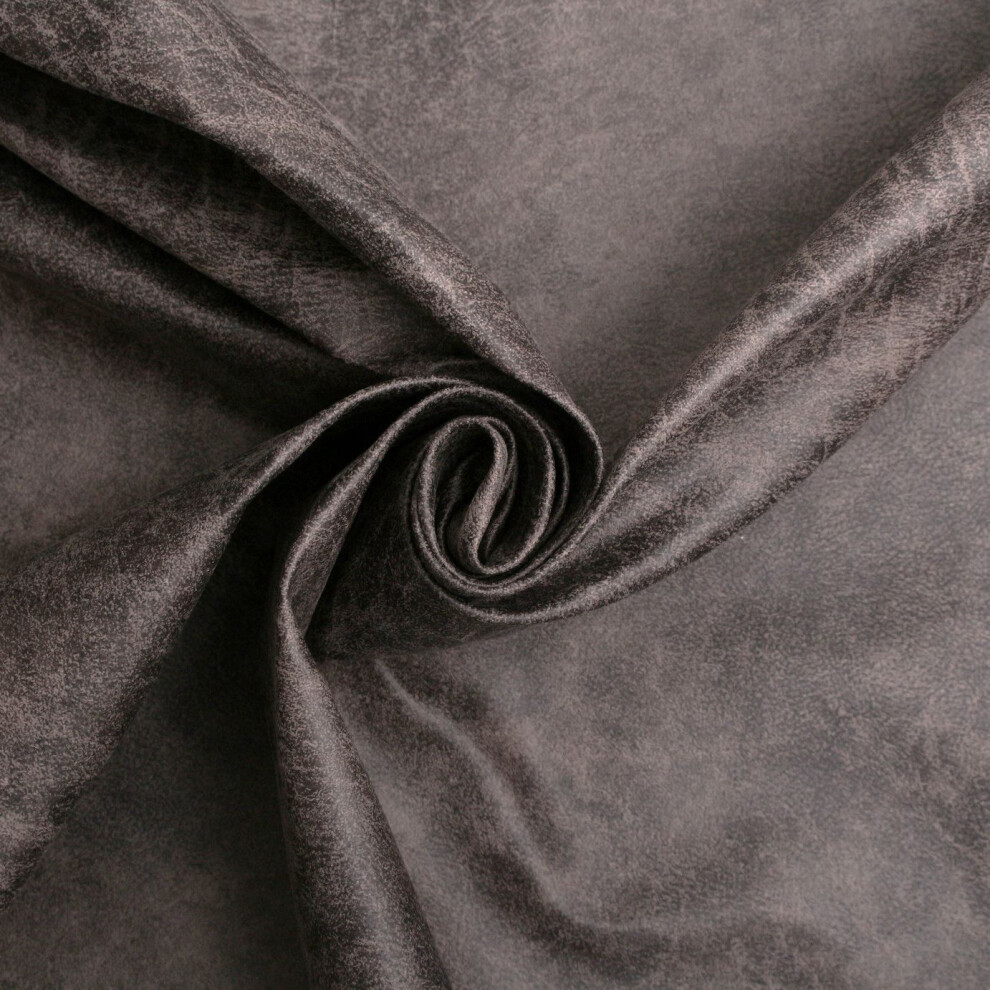 Antique Leather Suede Upholstery Fabric Steel Grey By The Metre
