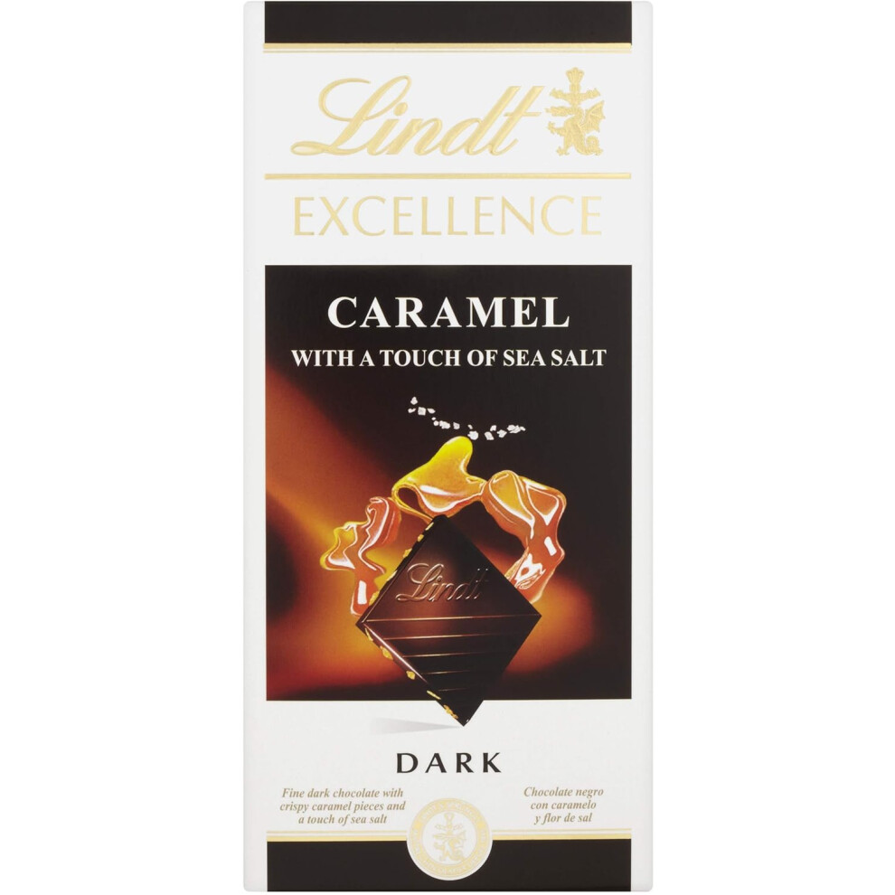 10 X Lindt Excellence Caramel with Sea Salt Dark Chocolate Bar 100g