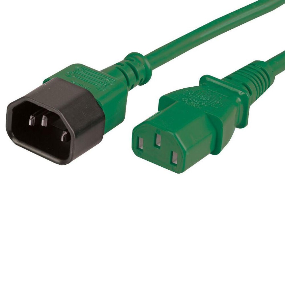 Ex-Pro 2M Iec C14 To Iec C13 Power Lead Extension Cable - Green 5055329052204
