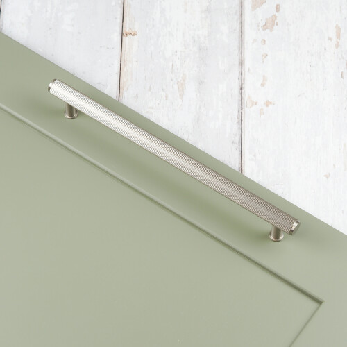 (224mm Handle	) Satin Nickel Reeded Solid Brass Handles & Knobs