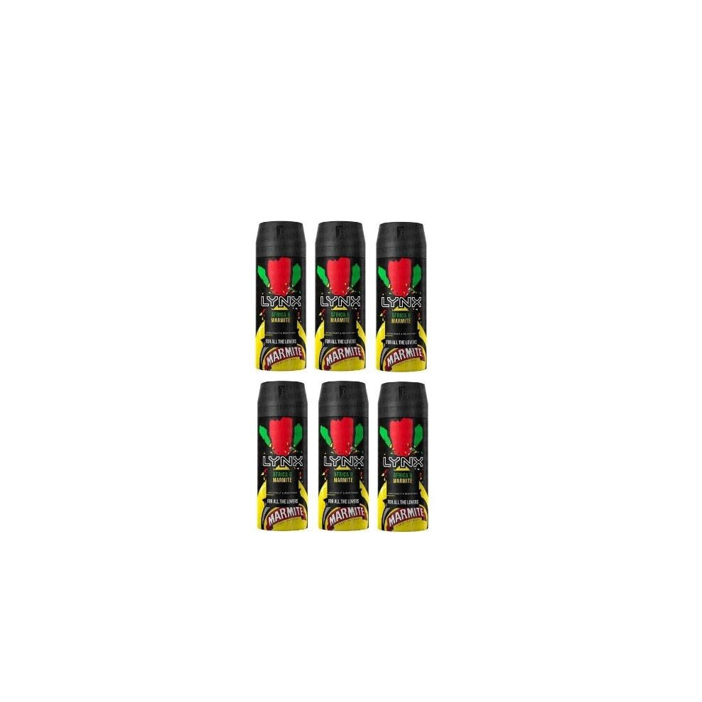 Aarq Lynx Body Spray & Deodorant Africa And Marmite 48-Hour 150Ml Pack Of 6