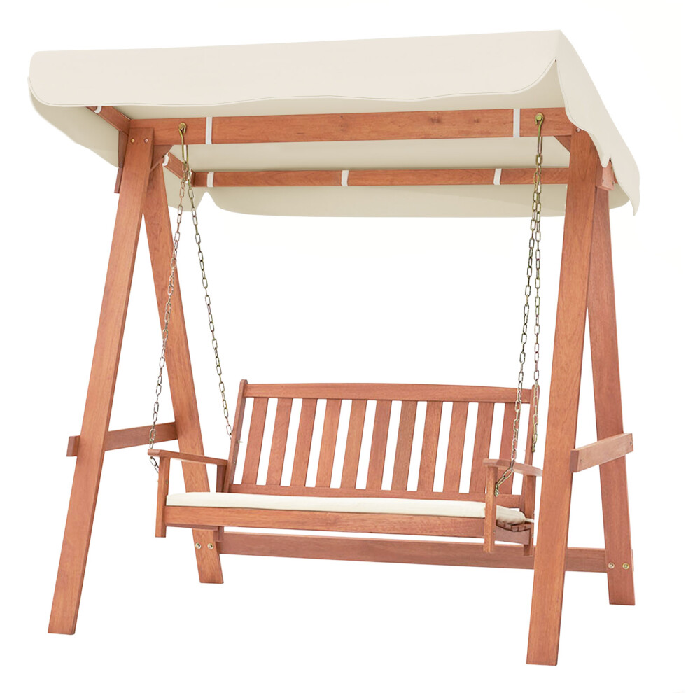 Porch Swing Outdoor 2-Seat Swing Bench W/ Canopy & Cushions