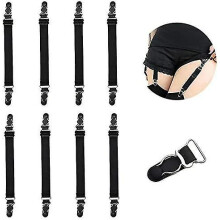 Adjustable Stocking Clip Elastic Double-way Thigh High Suspenders Duckbill Buckle Non-slip Socks Belt Fastener Straps Shirt Holder Locking Clamps For