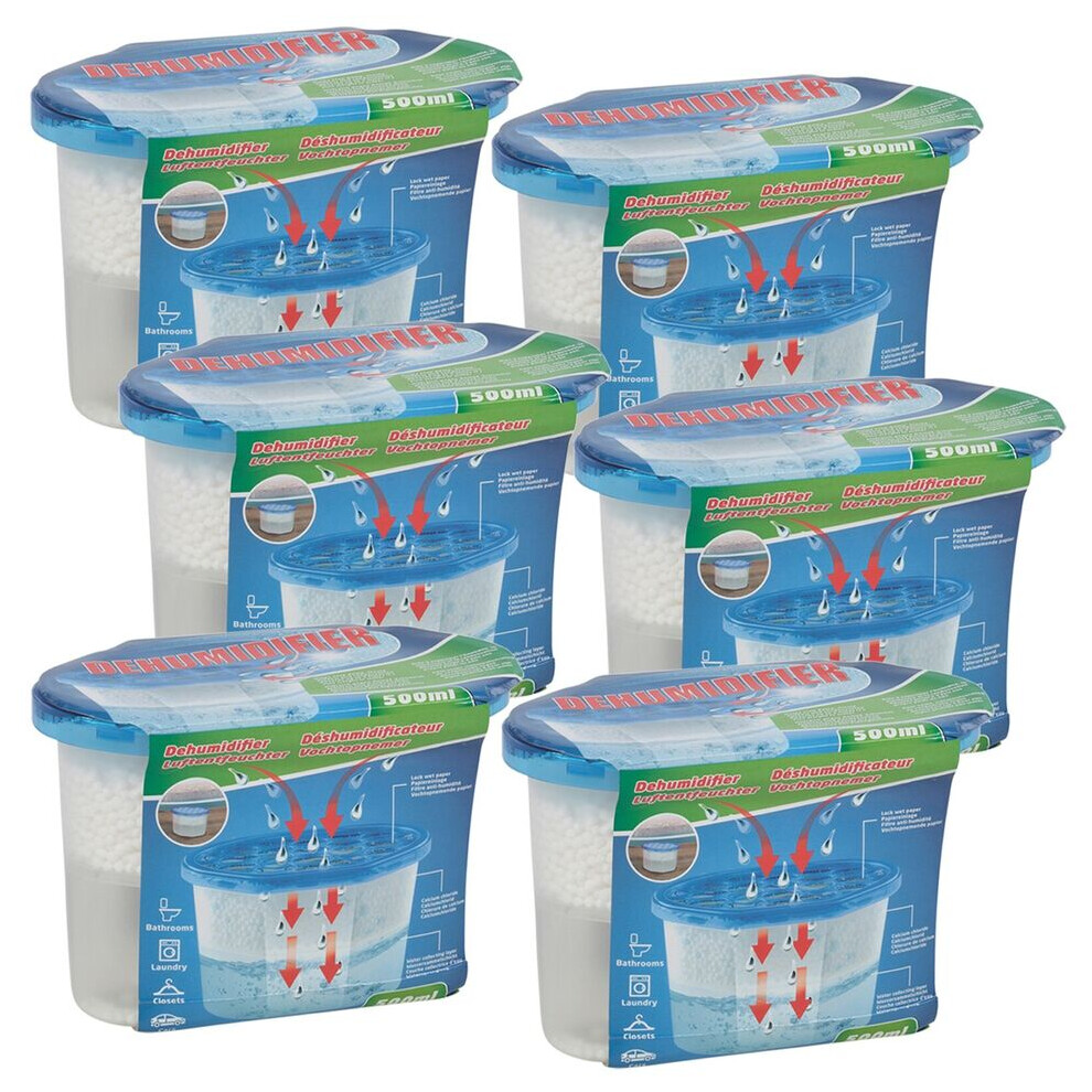 (Pack of 6) 500ml Interior Condensation Dehumidifier Damp Mould Moisture Remover