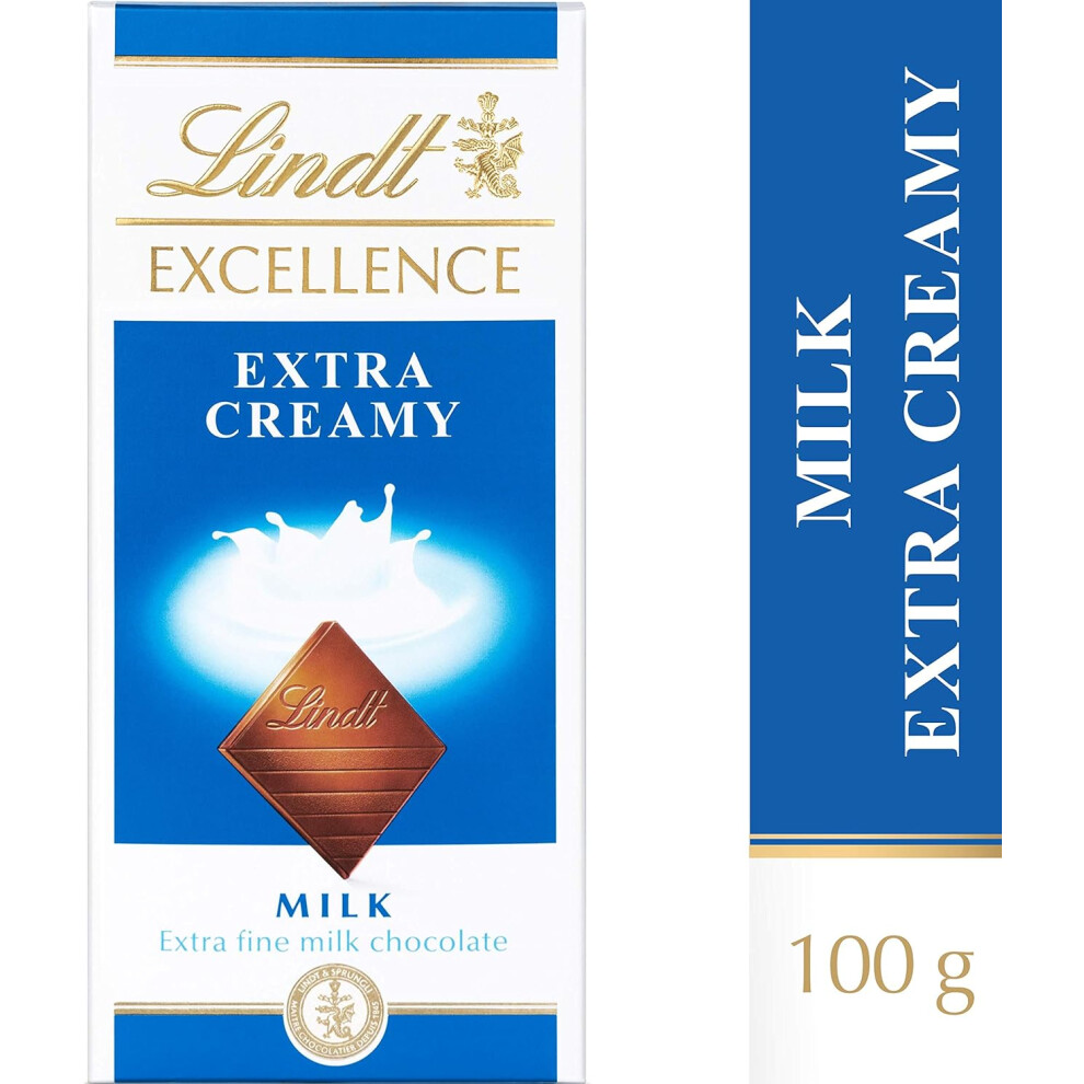 5 X Lindt Excellence Milk Extra Creamy Chocolate Bar Each 100 g