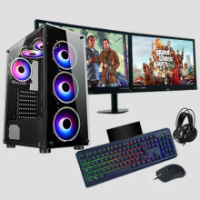 Gaming Intel Quad Core i7 16GB RAM 1TB HDD + 128GB SSD GTX1650 4GB 2x22" Dual PC Bundle & Speakers BLACK RGB - Refurbished