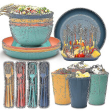 (Mixed Colors) Unbreakable Dinnerware Sets Camping Plates And Bowls Set Plastic Picnic Dinner Sets