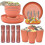 (Orange) Unbreakable Dinnerware Sets Camping Plates And Bowls Set Plastic Picnic Dinner Sets 1