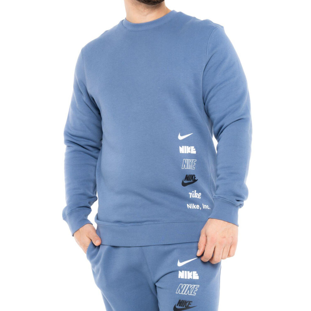 (M) Nike Club Fleece Crew Sweater Diffused Blue