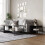 URBN Living (Black) 100cm Steel Frame Wooden Coffee Table & 2pc 40cm Sofa Side End Table 1