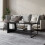 URBN Living (Black) 100cm Steel Frame Wooden Coffee Table & 2pc 40cm Sofa Side End Table 3