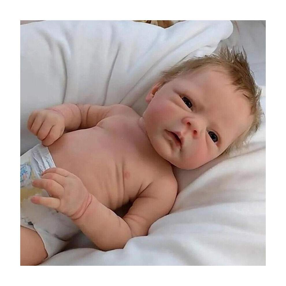 (Boy) 18 inch Newborn Doll Silicone Body Handmade Vinyl Kids Reborn Baby Dolls