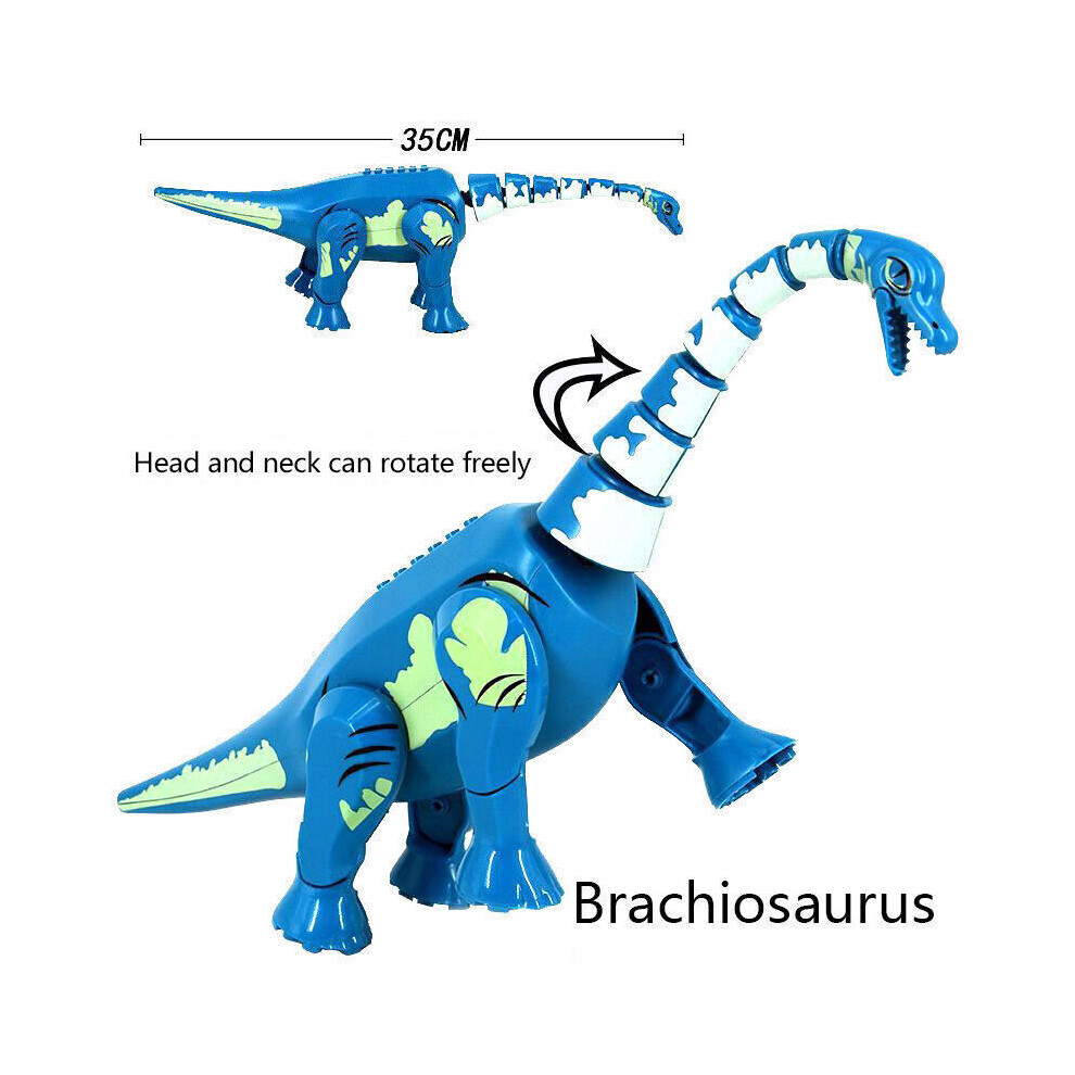 (Blue Brachiosaurus) Kids Dinosaurs Building Blocks Toy Spinosaurus Brachiosaurus Figure Model Gifts