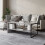 URBN Living (Grey) 100cm Steel Frame Wooden Coffee Table & 2pc 40cm Sofa Side End Table 3