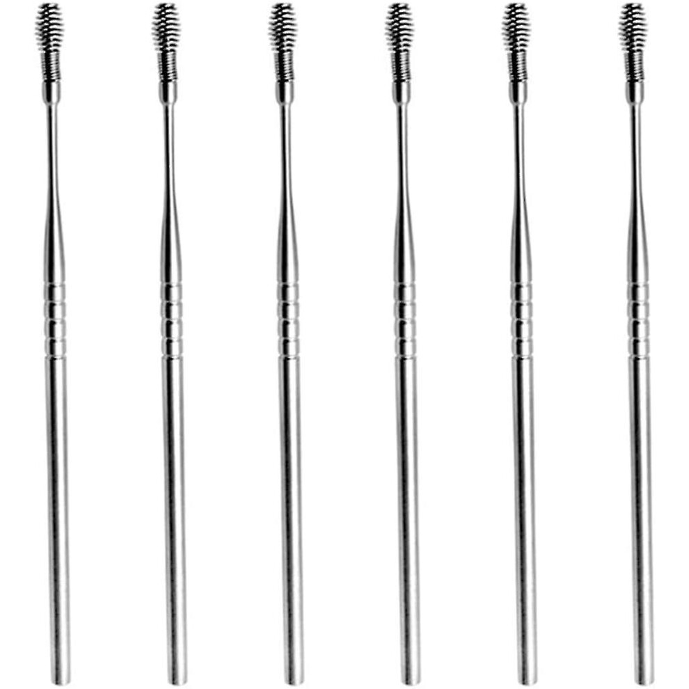 Silver 6Pcs Ear Pick Spring Ear Pick Earwax Cleaning Tool Stainless Steel Ear Spoon Ear Scoop Stainless Steel