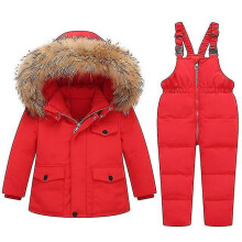 (RED, 100CM) Winter Children Sets Down Jacket Warm Snowsuit Ski Suit Thicken Boys Girls Coat 2pcs Jacket Pants Set Clothing