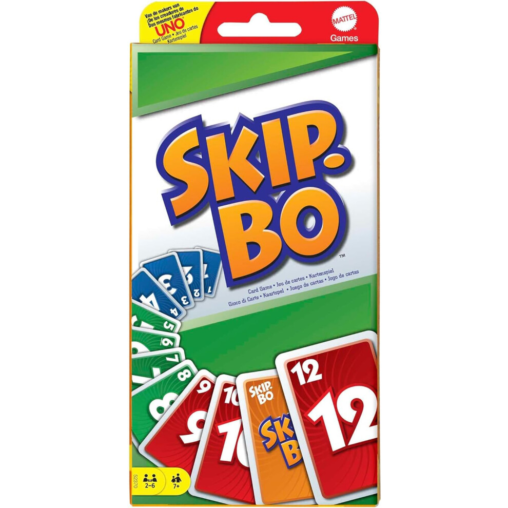 Mattel Games, SKIP-BO Card Games for ages +7, card sequencying family game from UNO creators, 52370