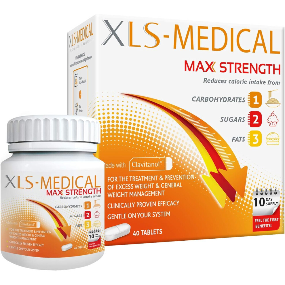 XLS Medical Max Strength Tablets Sugars and Fats Weight Loss 40 Tablet