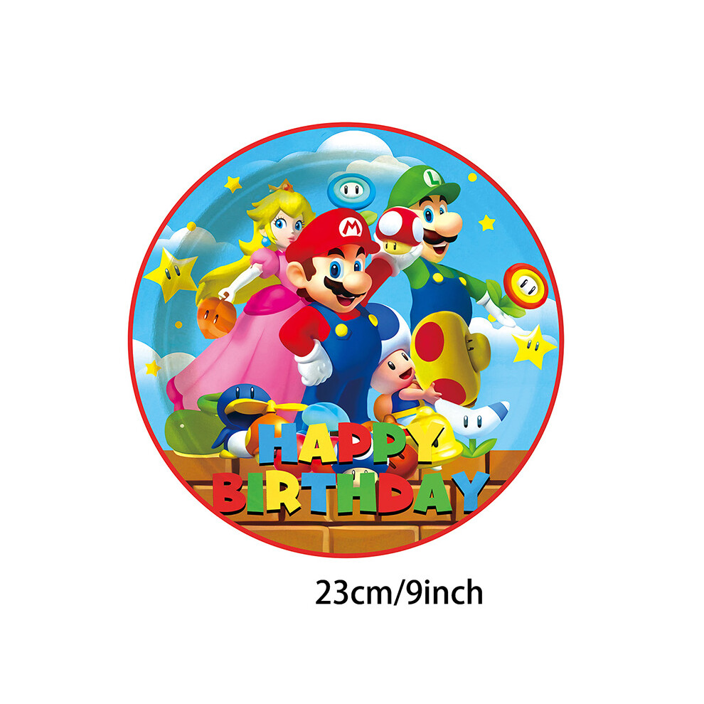 (10pcs 9in) Mario Super Birthday Party Tableware Decorations Paper Plate Tablecloths