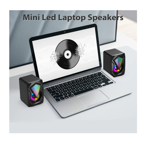 Enceintes d'ordinateur USB 2.0 avec éclairage LED RVB, stéréo et entrée auxiliaire 2