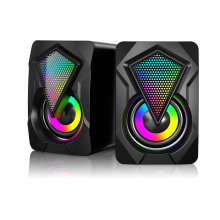 Chronus Computer Speakers,2.0 USB Powered Gaming Speakers with RGB LED Light 3.5mm Aux Input Stereo for PC, Desktop, Laptop, Cellphone(Black)