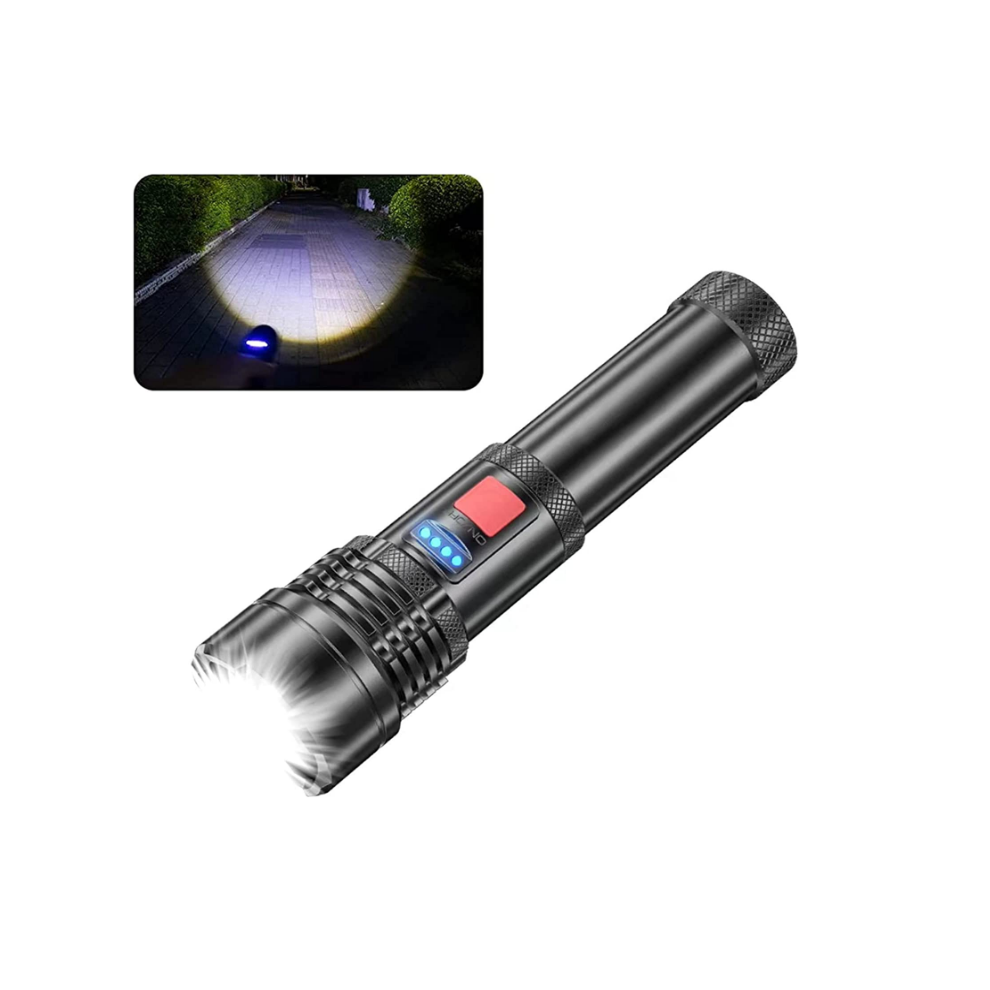 Chronus LED Torch 10000 Lumens, USB Rechargeable Flashlight Super Bright, Torches 5 Modes, IP67 Waterproof Tactical Torch Outdoor(Black)