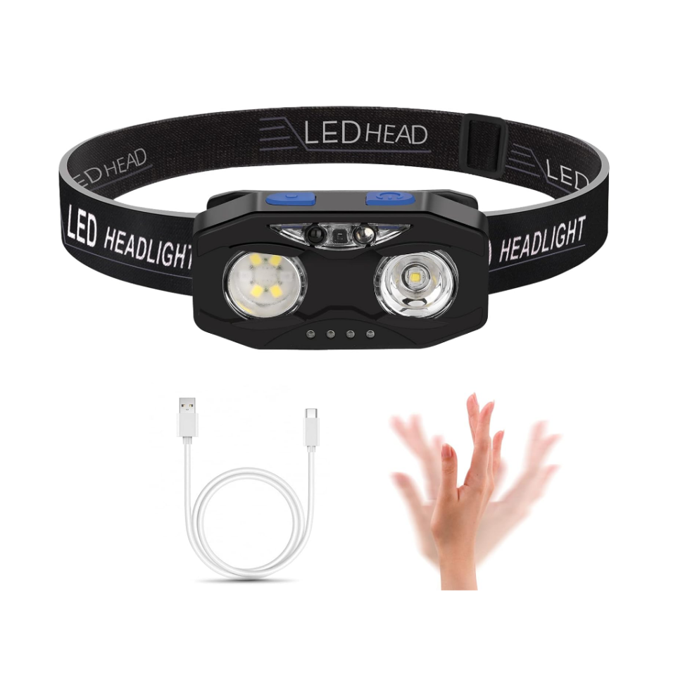 Photos - Flashlight Chronus Head Torch, Adjustable Angle & Strap, Super Bright LED Headlamp for Running Hiking Fishing Dog Walking(Black)