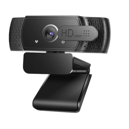 Webcam 1080P para computador, câmera USB de vídeo com microfone para PC e laptop, plug and play (preta)