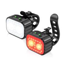 Bike Lights Front and Back, Super Bright Bicycle Lights USB Rechargeable, IPX6 Waterproof Bike Light Set(Black)