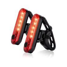 USB Rechargeable LED Bike Tail Light 2 Pack, Bright Bicycle Rear Cycling Safety Flashlight(Black)