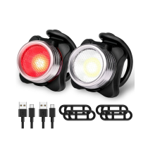 Bike Lights Set Rechargeable, Waterproof Bicycle Lights Front and Back/Rear - 5 Light Modes, Super Bright Long Run Time(Black)