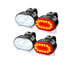 LED Bike Lights Set, 2 Set Super Bright Bicycle Lights, IPX5 Waterproof Cycling Light Front and Back Rear Light, USB Rechargeable(Black)