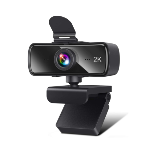 Webcam 2K avec microphone pour PC et ordinateur portable USB avec cache de confidentialité Plug and Play Noir