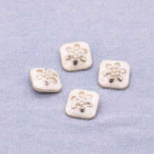 4pcs Square Middle With Snowflake Pattern Small Pearl Mens Decorative Buckle DIY Tie Coat Shirt Decorative Buckle