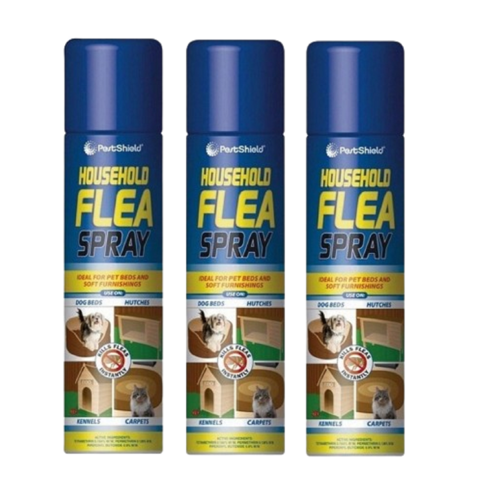 (3X FLEA SPRAY 200ML) Flea Killer Spray Insecticide Dog Cat Tick 200ml