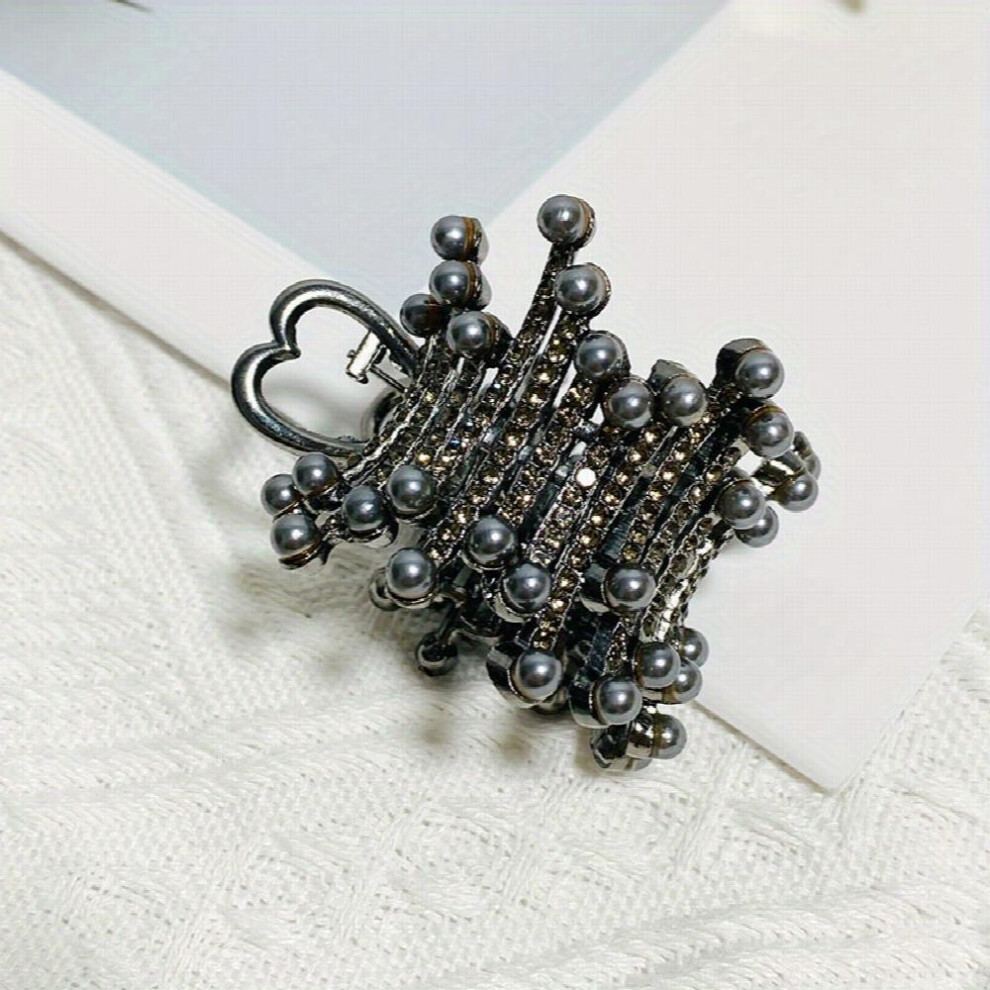 Irregular Round Hair Claw For Ponytail Metal Hair Clip Rhinestone Faux Pearl Decor Hair Claw Hair Accessories For Women Girls-image-OPC-PC2GQBH-NEW