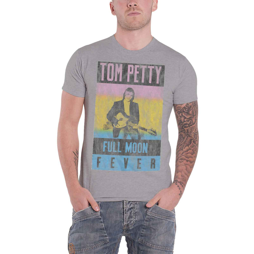 (L) Tom Petty & The Heartbreakers T Shirt Full Moon Fever Official Mens Grey