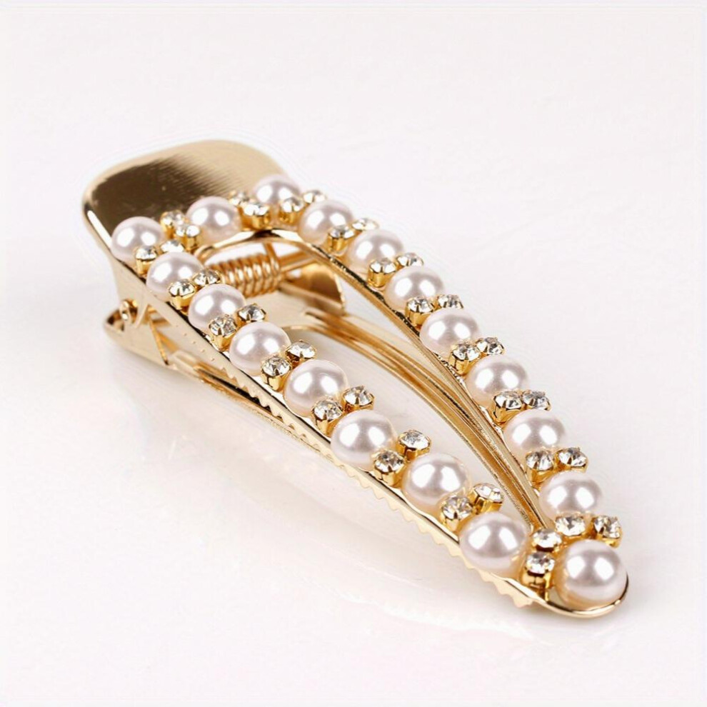 Faux Pearl Rhinestone Hair Clip Alloy Duck Billed Clip Side Clip Bangs Clip Head Jewelry Hair Accessories-image-OPC-PC2GWM6-NEW
