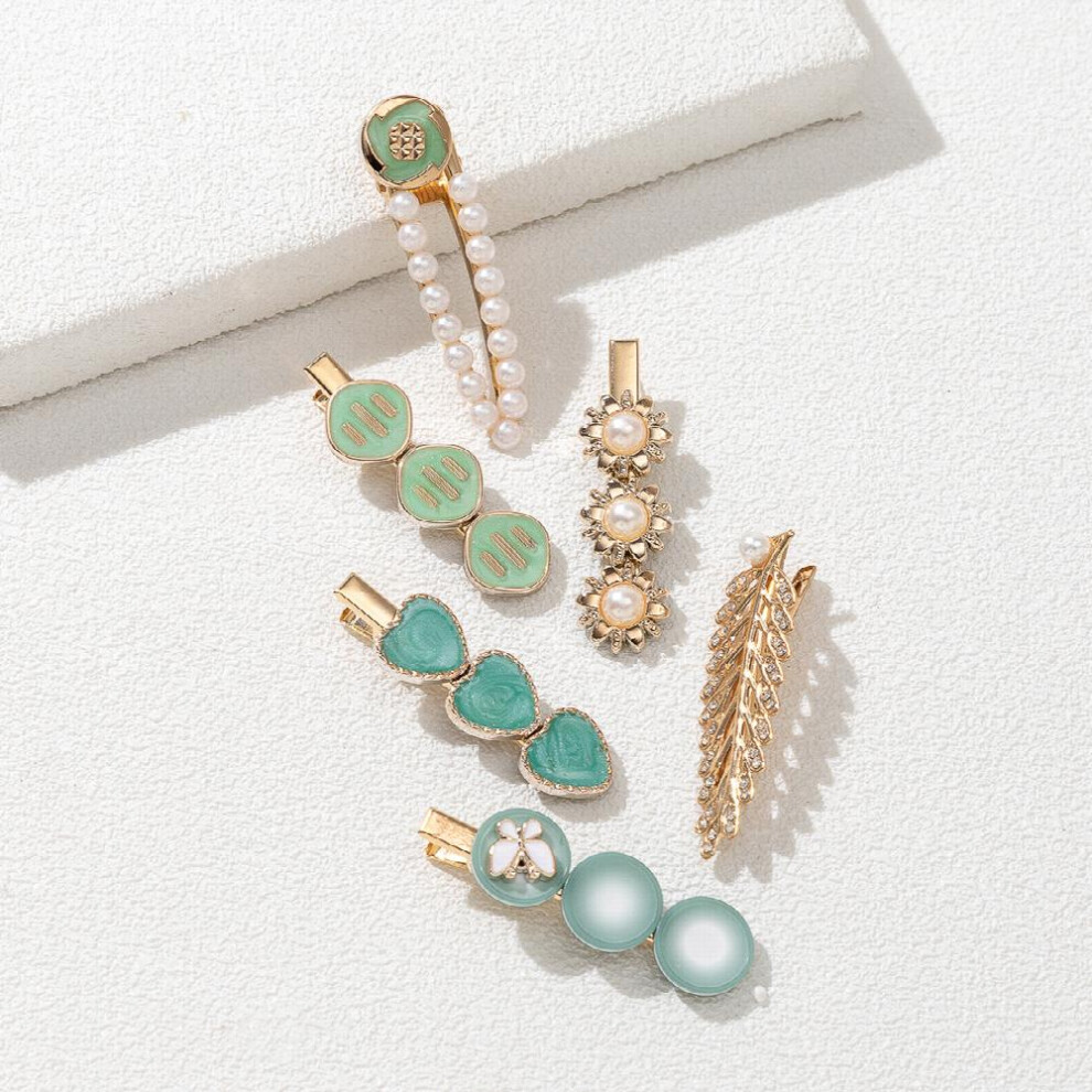 6pcs set Multicolor Faux Pearl Flower Hairclip Hairpin Barrette Prom Daily Hair Accessories Gift-image-OPC-PC2GYGQ-NEW